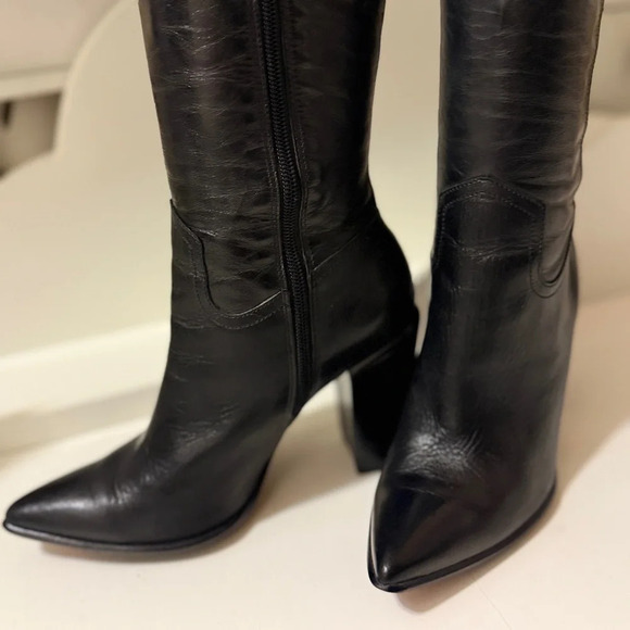 CARRANO over the knee leather boots with thick heels - Picture 4 of 14